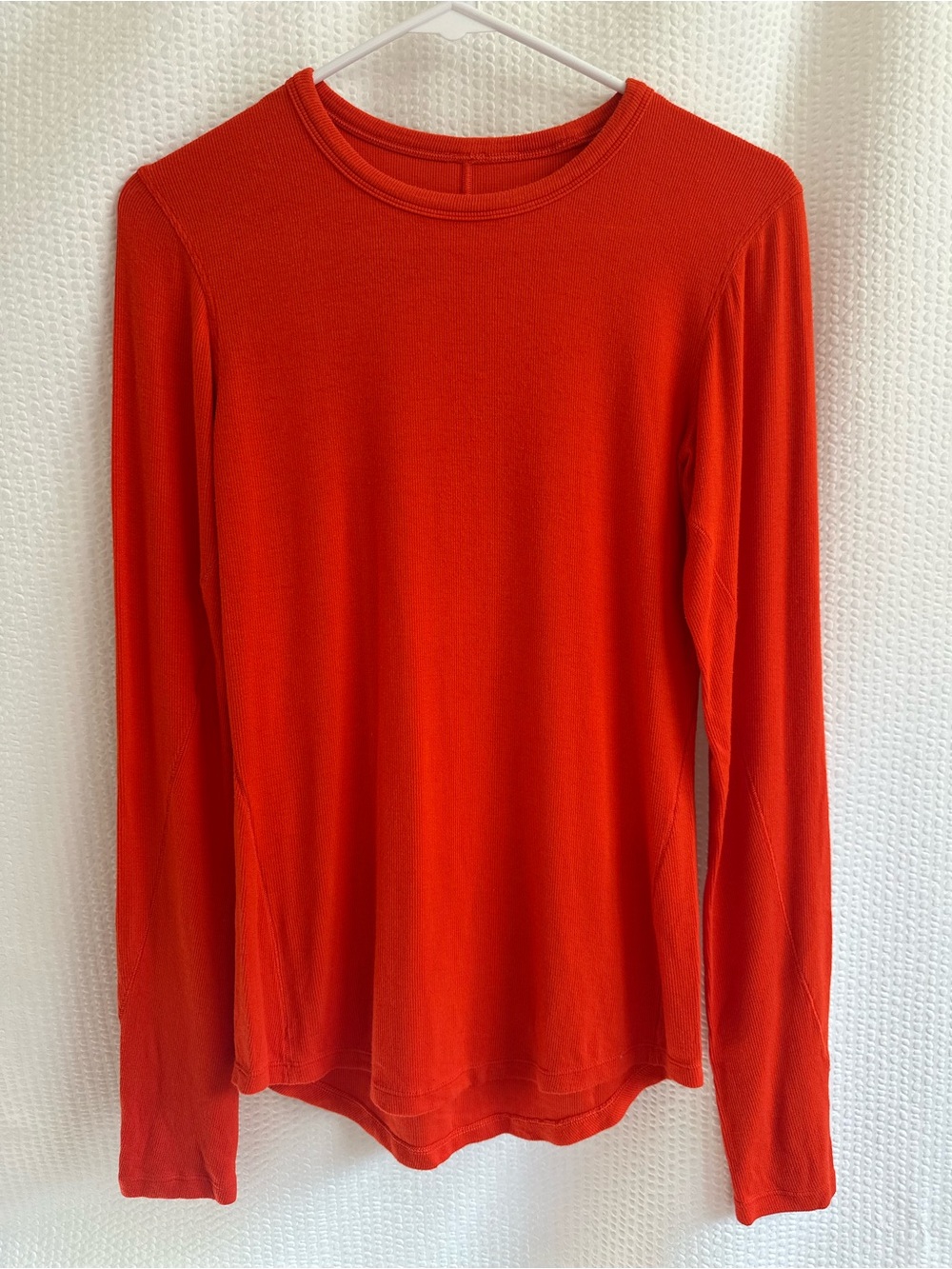 LULULEMON Hold Tight Long Sleeve Shirt Cherry Ember Red Ribbed Crewneck Top Size